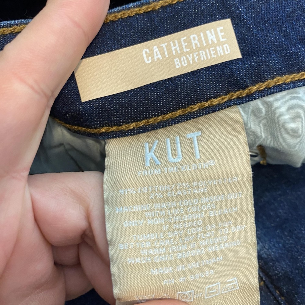 KUT From The Kloth Boyfriend Jeans Womens 16 Blue Dark Wash Mid Rise Stretch - Picture 3 of 11